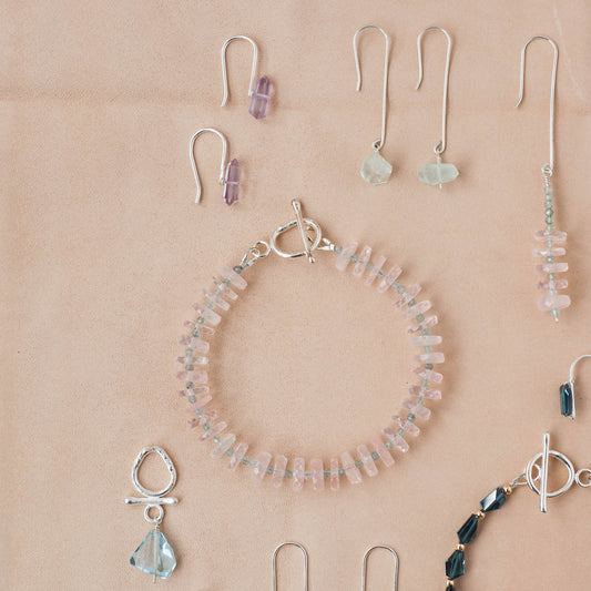 The Gentle Authority Bracelet – Rose Quartz Heishi & Blue Apatite