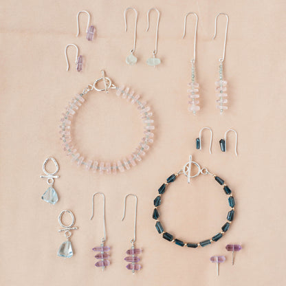 The Celestial Balance Stud Earrings – Double-Terminated Pink Amethyst