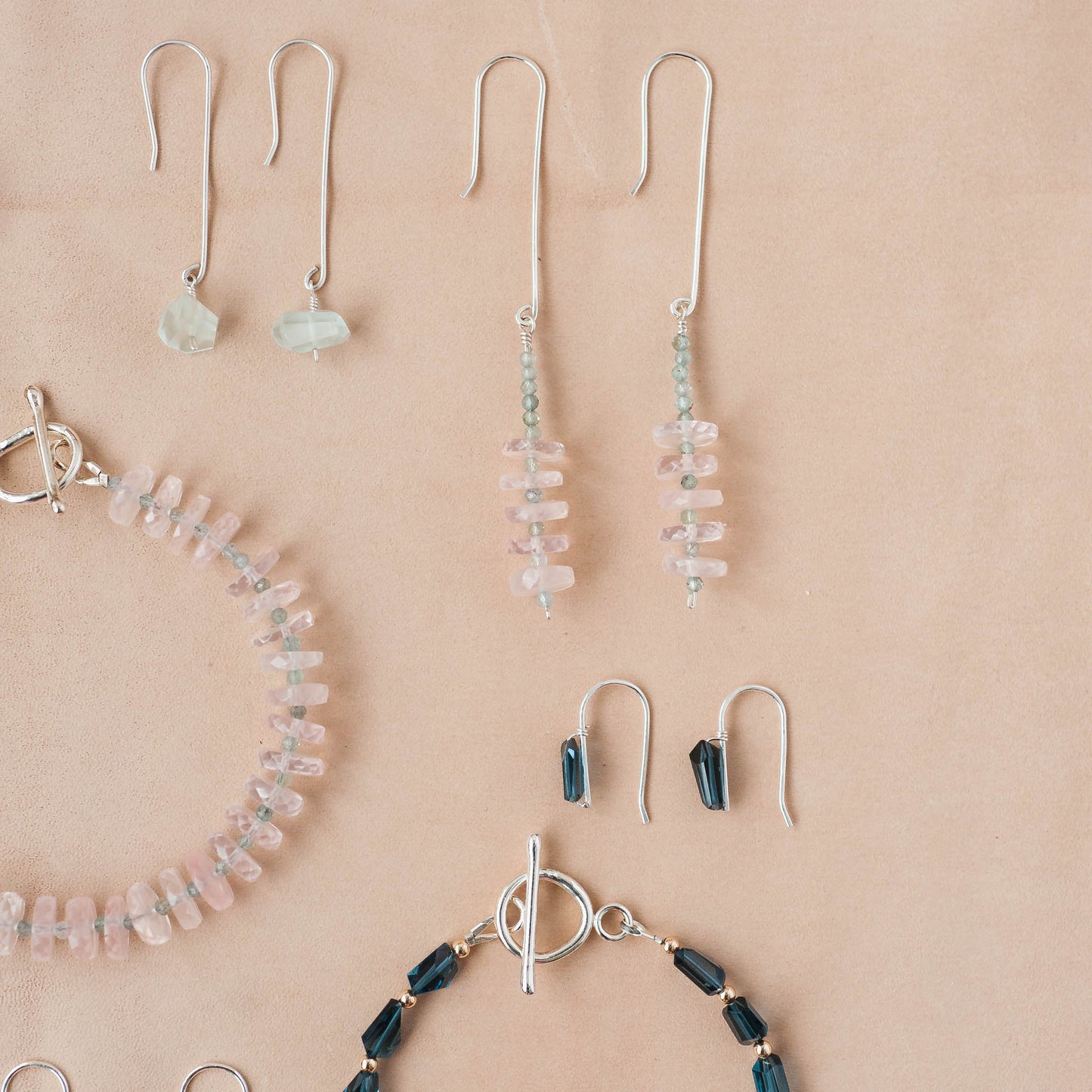 The Gentle Authority Bracelet – Rose Quartz Heishi & Blue Apatite
