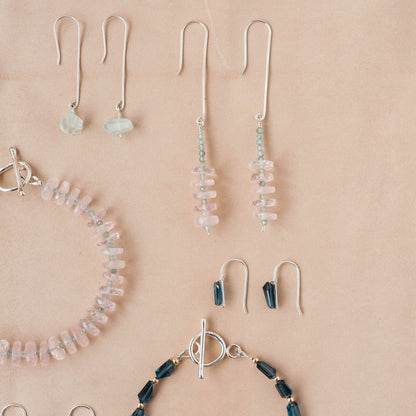 The Gentle Authority Bracelet – Rose Quartz Heishi & Blue Apatite