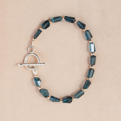 The Midnight Sovereign Bracelet – London Blue Topaz & 14k Gold Beads