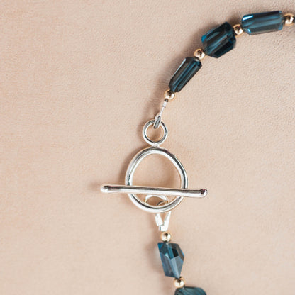 The Midnight Sovereign Bracelet – London Blue Topaz & 14k Gold Beads