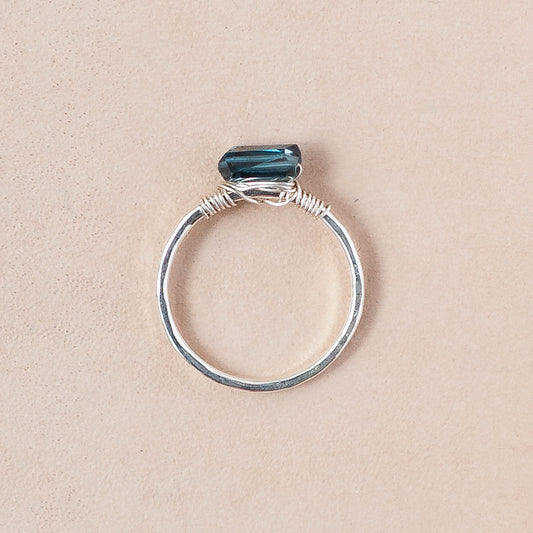 The Anchored Depth Ring – London Blue Topaz & Fused Argentium