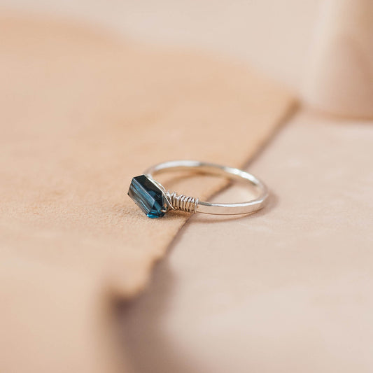 The Anchored Depth Ring – London Blue Topaz & Fused Argentium