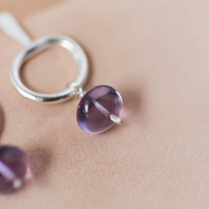 The Wisdom & Calm Drop Earrings – Glassy Amethyst & Fused Argentium