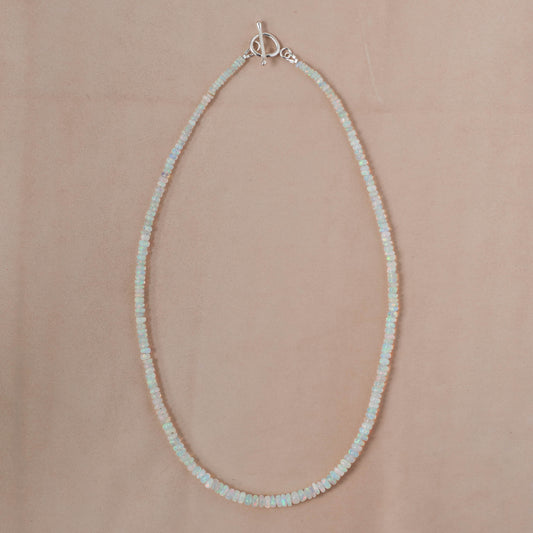 The Infinite Horizon Necklace – Graduated Fire Opal & Fused Argentium