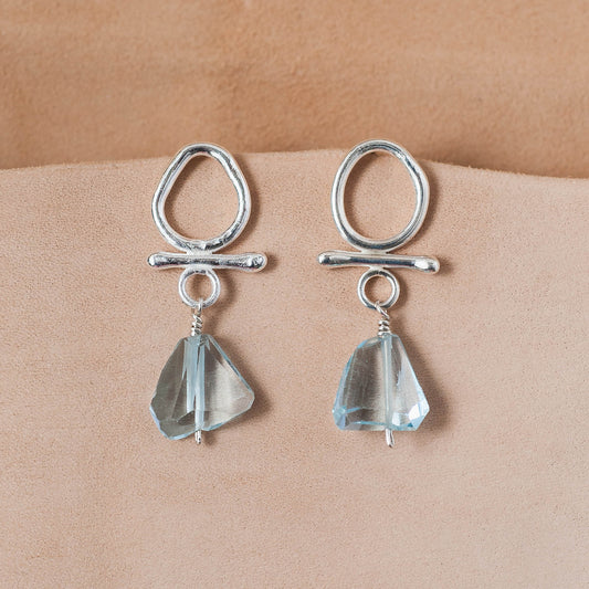 The Meridian Drop Earrings – Sky Blue Topaz & Fused Argentium