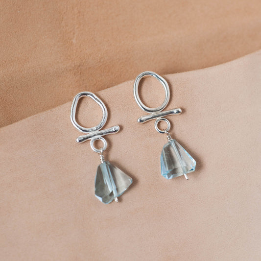 The Meridian Drop Earrings – Sky Blue Topaz & Fused Argentium
