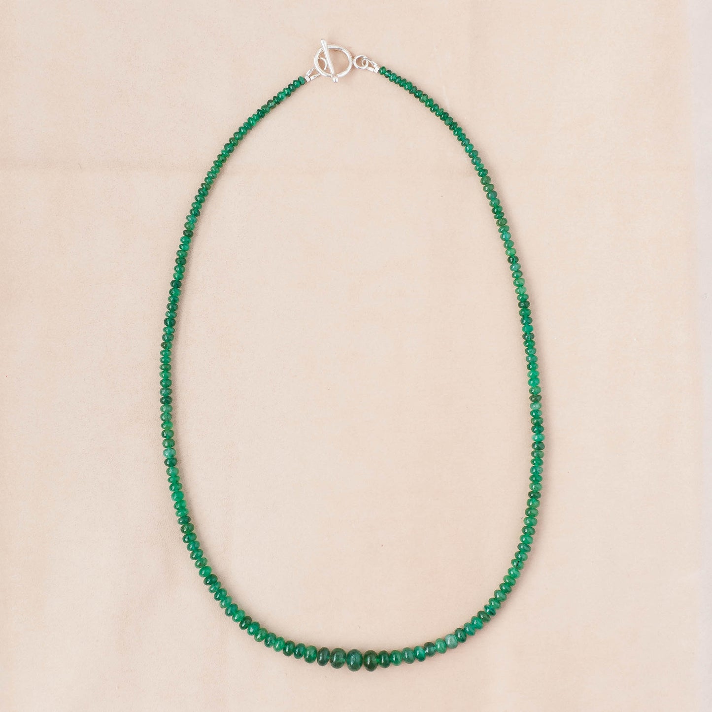 The Luminous Narrative Necklace – Smooth Emerald Graduated Beads & Fused Argentium (V1)
