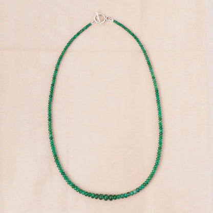 The Luminous Narrative Necklace – Smooth Emerald Graduated Beads & Fused Argentium (V1)