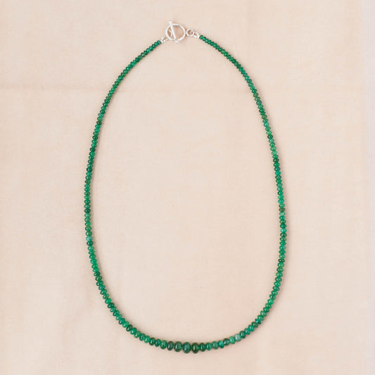 The Luminous Narrative Necklace – Smooth Emerald Graduated Beads & Fused Argentium (V1)