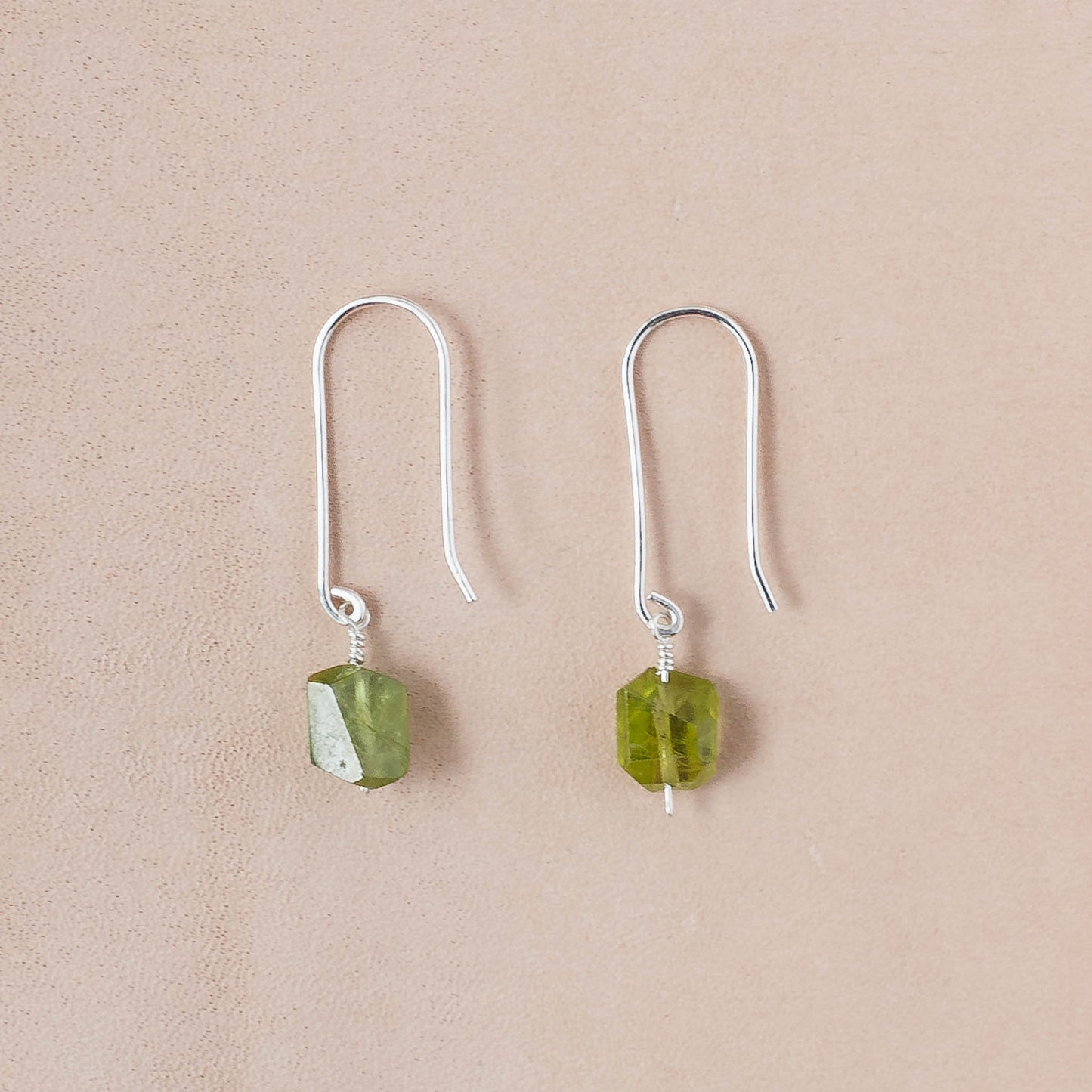 The Organic Bloom Dangle Earrings – Organic Grade Peridot Nuggets & Argentium