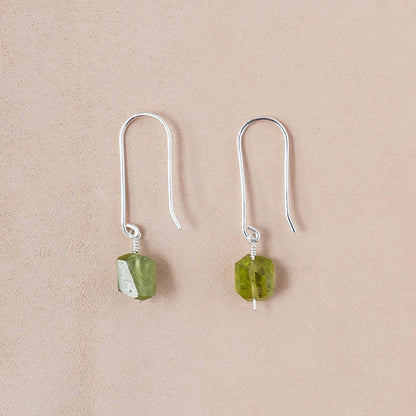 The Organic Bloom Dangle Earrings – Organic Grade Peridot Nuggets & Argentium