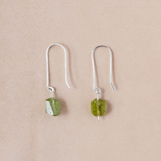 The Organic Bloom Dangle Earrings – Organic Grade Peridot Nuggets & Argentium