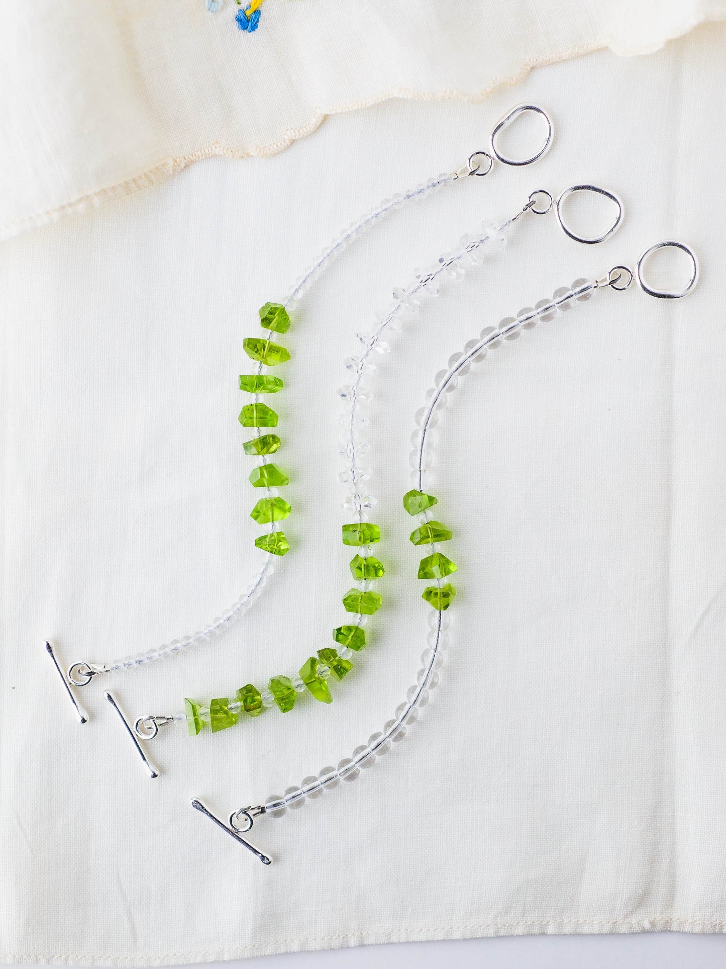 Sunlit Abundance Bracelet – Premium Grade Peridot & Ice-Clear Quartz with Argentium Silver Toggle