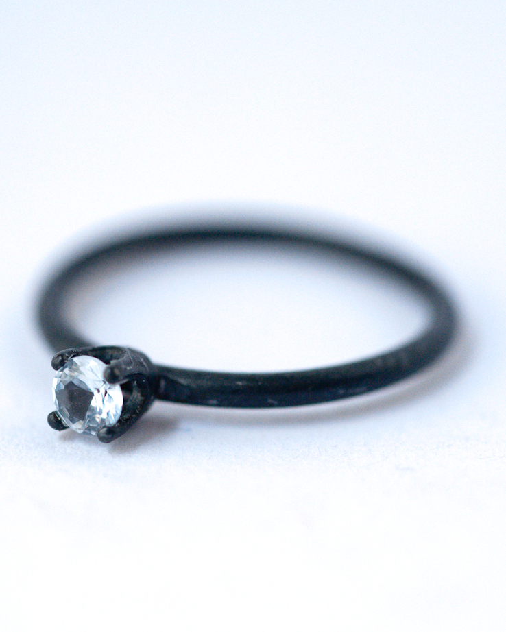 March Birthstone Ring - Spinel Oxidized Silver Ring | LoveGem Studio