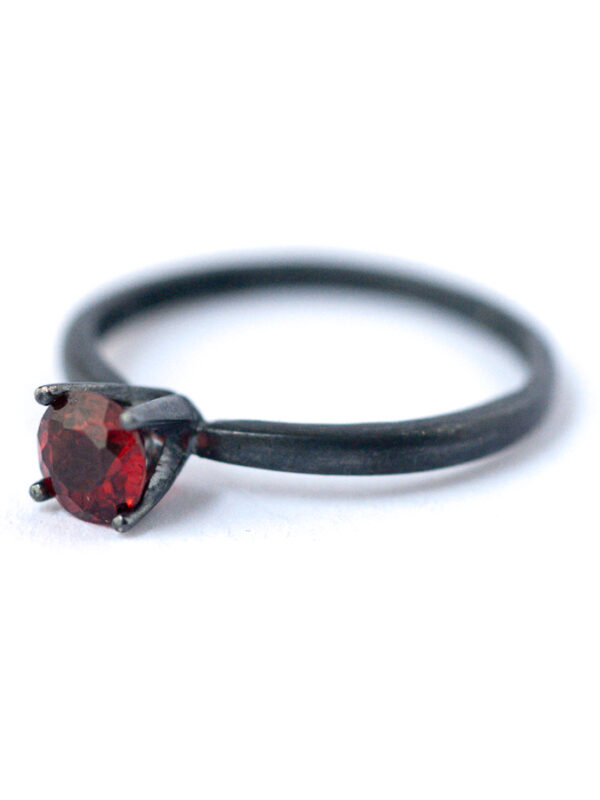 Garnet Ring - Oxidized Silver Ring | LoveGem Studio Handmade Jewelry