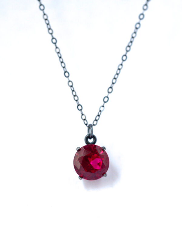 Ruby Necklace - Oxidized Silver | LoveGem Studio Handmade Jewelry