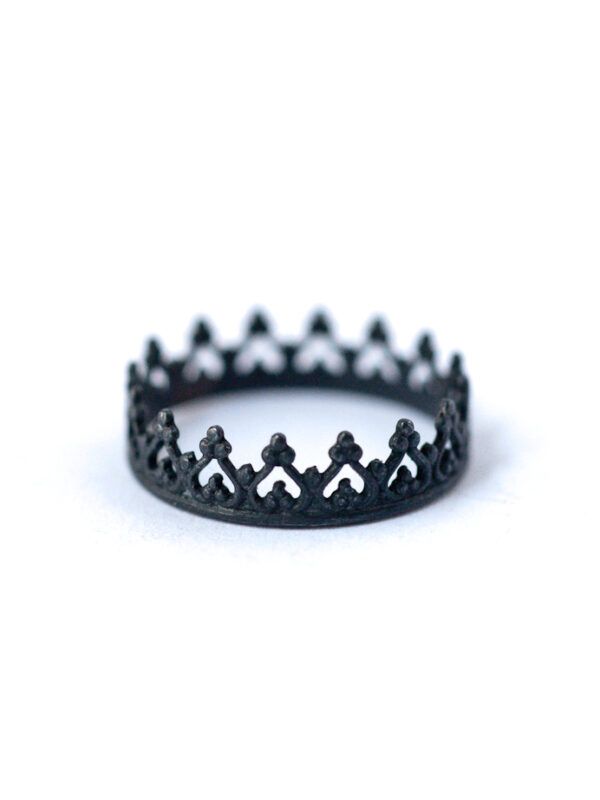 Queen Crown Ring - Oxidized Silver Stackable Rings| LoveGem Studio