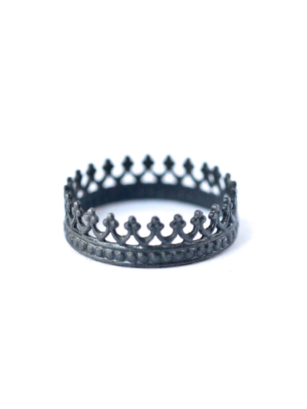 King Crown Ring - Oxidized Silver Stackable Ring - by LoveGem Studio