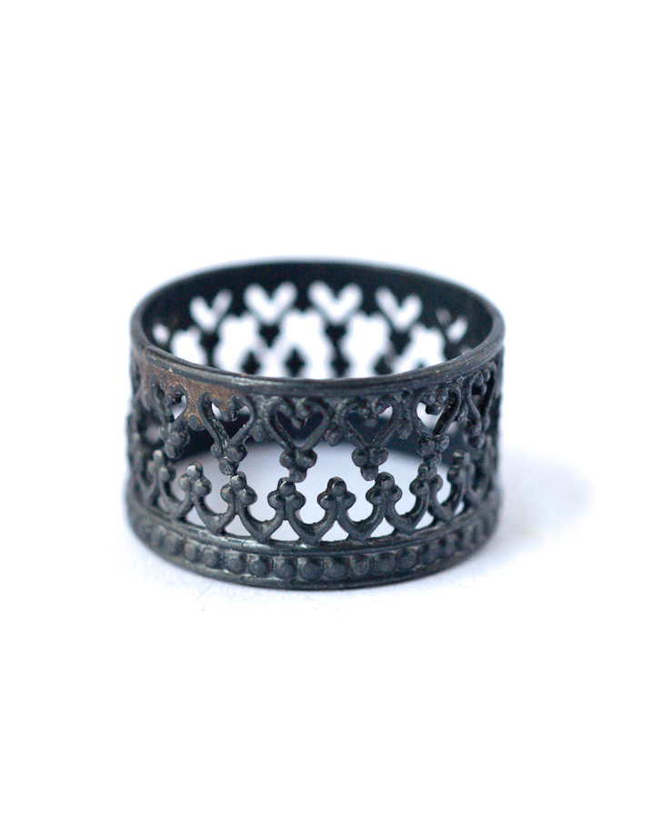 King and Queen Crown Rings - Oxidized Silver Stackable Rings | LoveGem Studio