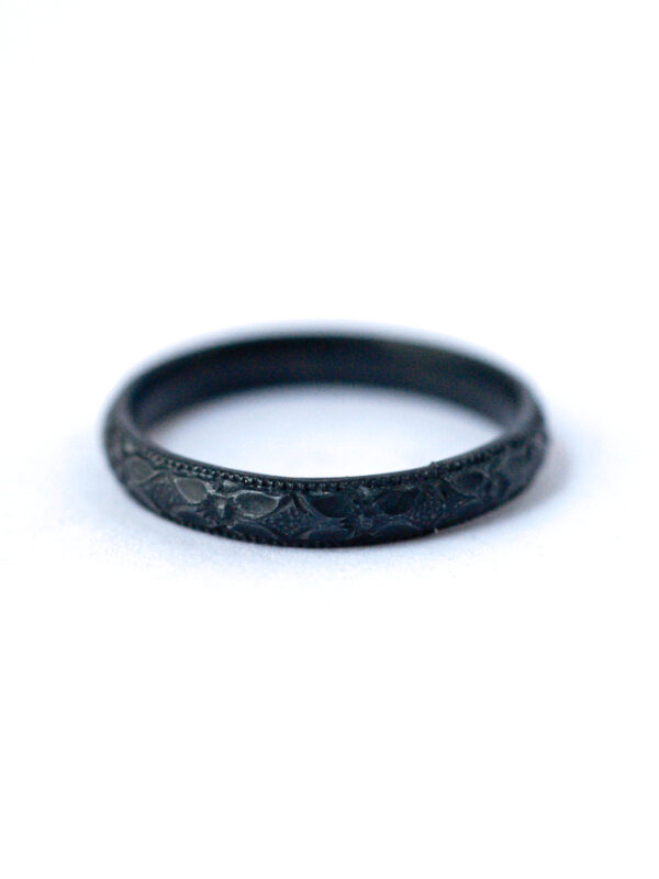 Pattern Ring - Oxidized Silver Stackable Ring | LoveGem Studio