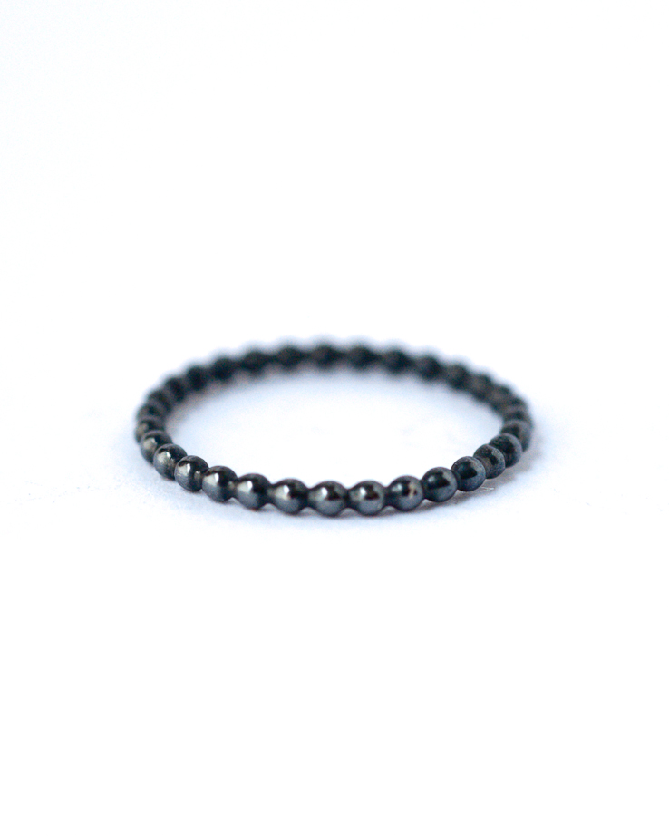 Bead Ring - Oxidized Silver Stackable Ring | LoveGem Studio