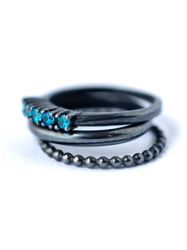 Blue Cubic Zirconia Sterling Silver Stackable Rings | LoveGem Studio