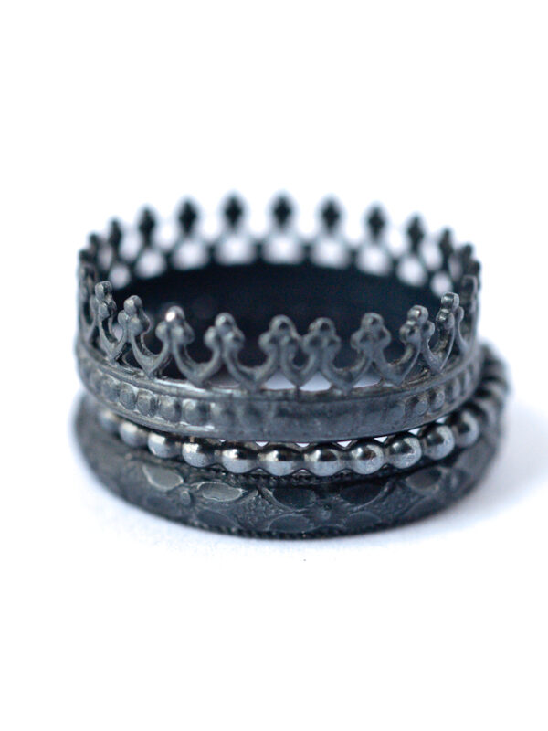 Unique Oxidized Silver Stackable Rings - by LoveGem Studio