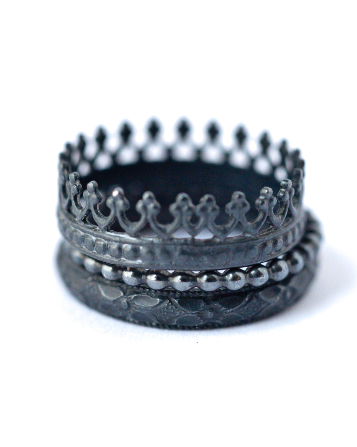 Unique Oxidized Silver Stackable Rings - by LoveGem Studio