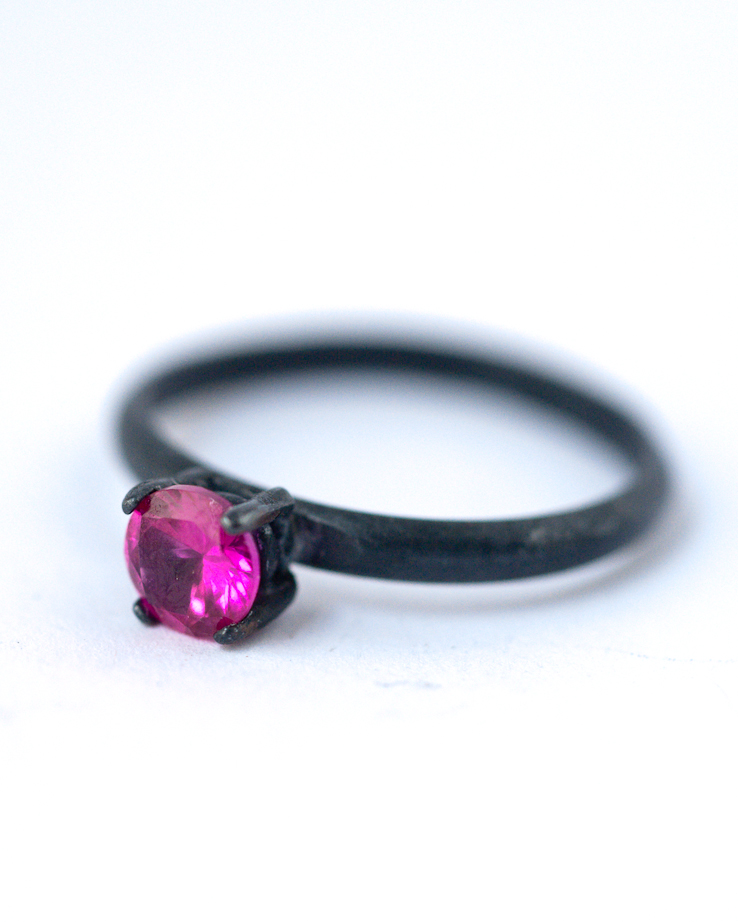 Ruby Ring - Oxidized Silver Ring