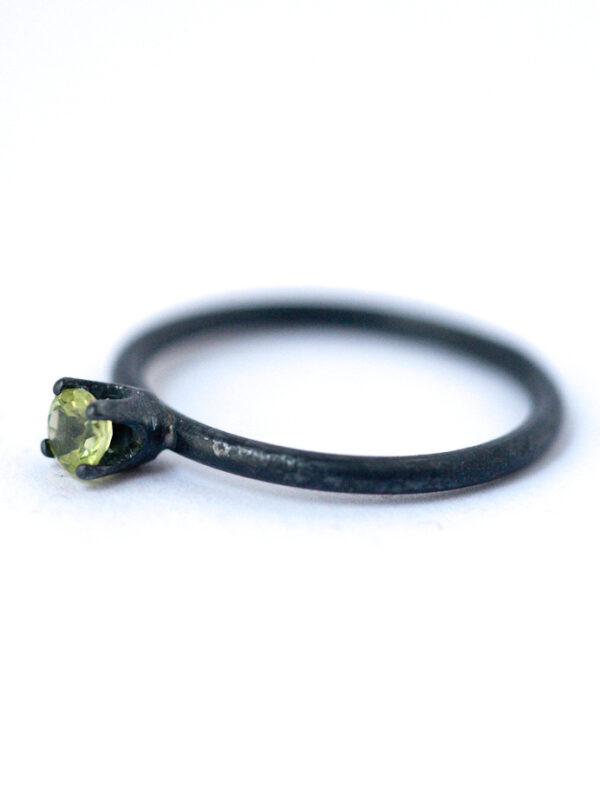 August Birthstone Ring - Peridot Oxidized Silver Ring | LoveGem Studio