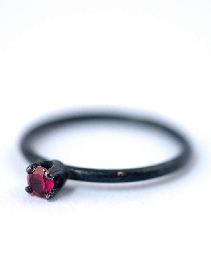 July Birthstone Ring - Ruby Oxidized Silver Ring | LoveGem Studio