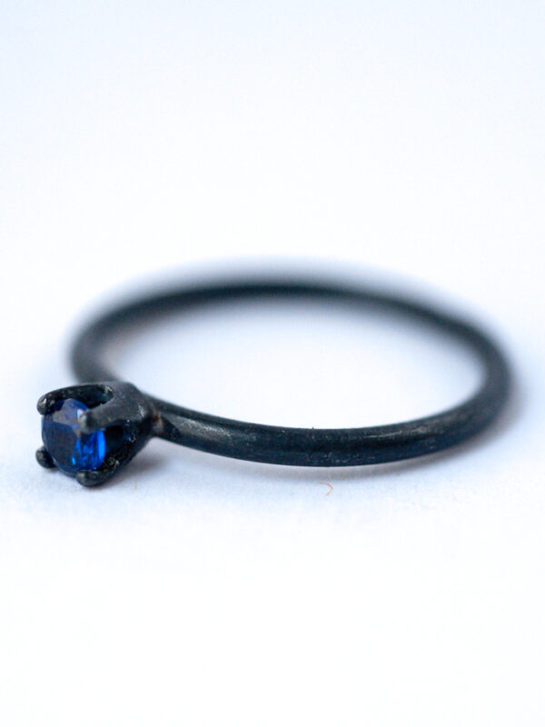 September Birthstone Ring-Sapphire Oxidized Silver Ring|LoveGem Studio