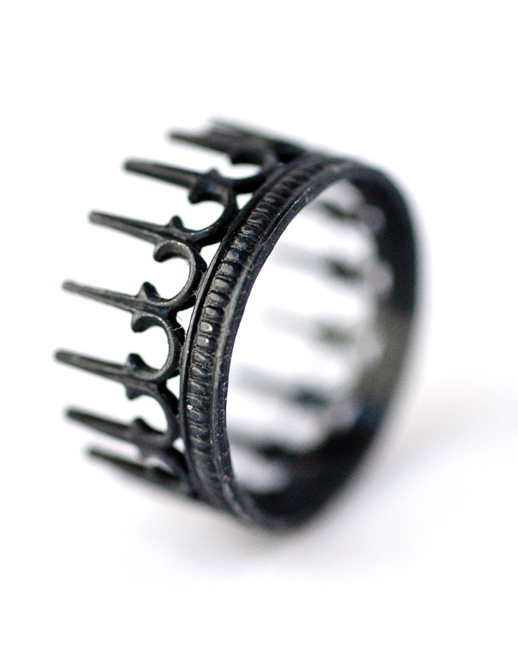 Engagement Ring Oxidized Silver Rings - Crown Rings - LoveGem Studio-29