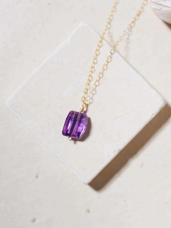 Fancy Cut Purple Sapphire Necklace / Gold-Filled