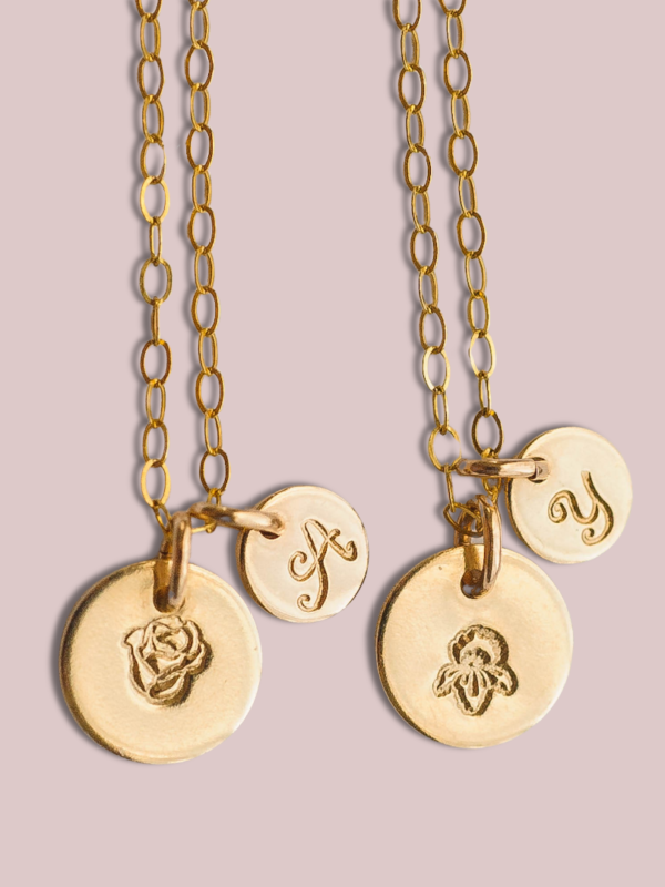birth flower charm necklace 14k gold filled - Lovegem studio